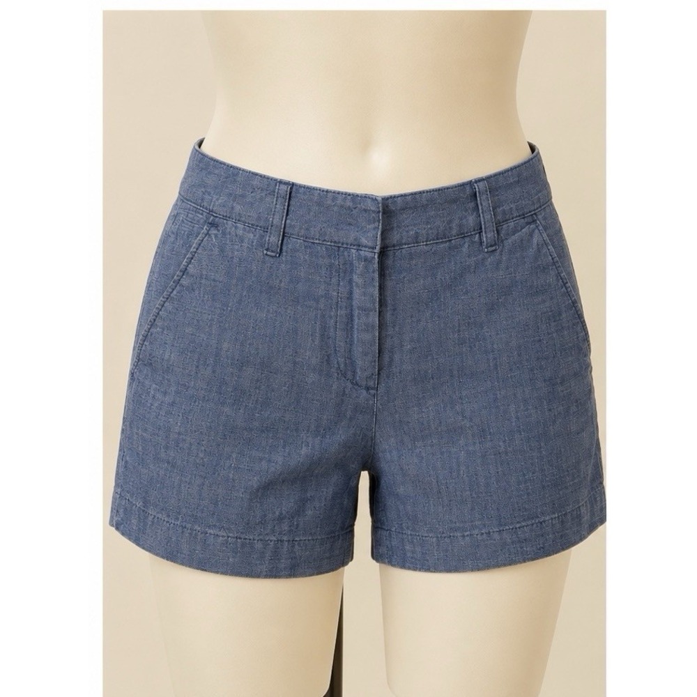 Lands' End Women's Blue Denim Chino Shorts, Low Rise, Pockets, Zip 2P